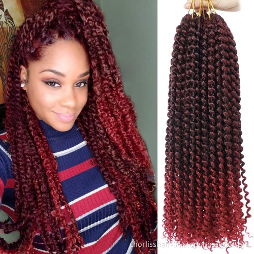 Wholesale Ombre Prelooped Passion Twist Water Wave Hair Synthetic Crochet Hair Braids Natural Passion Spring Twist For African